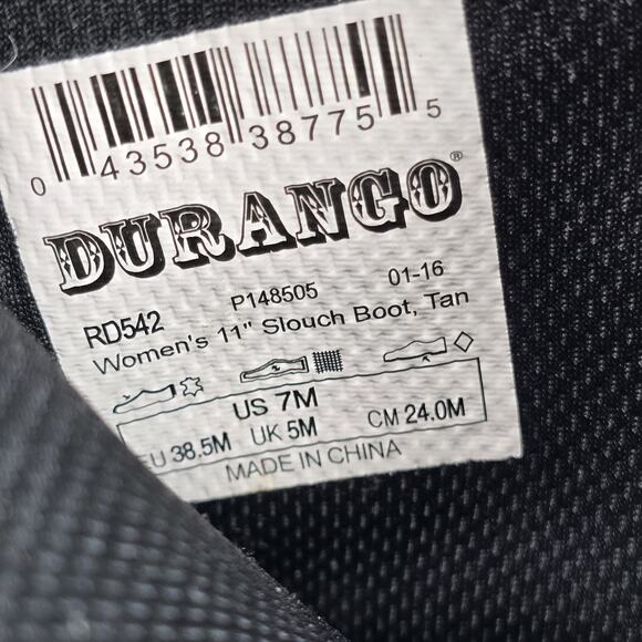 Durango Boots Womens 7 M Tan Leather 11" Slouch Western Rodeo Cowboy Pull On - Picture 6 of 7